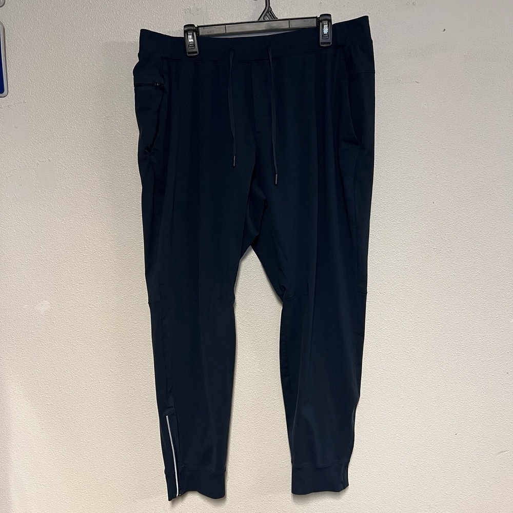 lululemon athletica Men's Navy Blue Jogger Pants 2XL Drawstring Zipper EUC